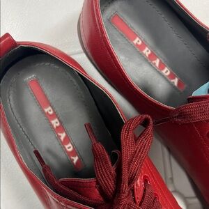 Prada Crimson Leather Lace-Up Shoes